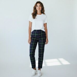 Talbots Navy Green Plaid Ankle Pants